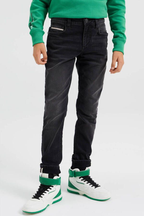 WE Fashion Blue Ridge slim fit jeans black denim Zwart Jongens Stretchdenim 104