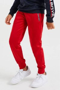 WE Fashion slim fit joggingbroek met tekst rood