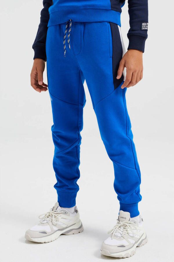 WE Fashion slim fit joggingbroek van gerecycled polyester kobaltblauw