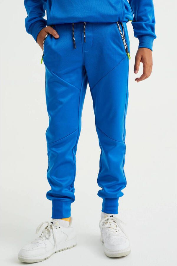 WE Fashion slim fit joggingbroek van gerecycled polyester middenblauw