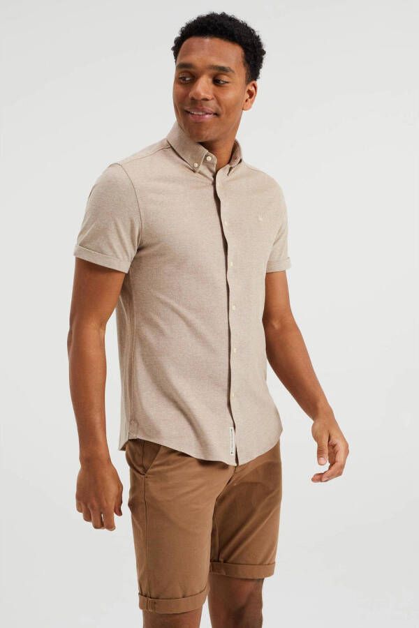 WE Fashion WE Fundamentals slim fit overhemd bruin