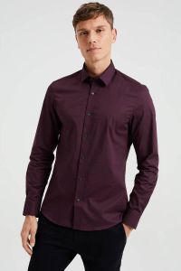 WE Fashion slim fit overhemd burgundy