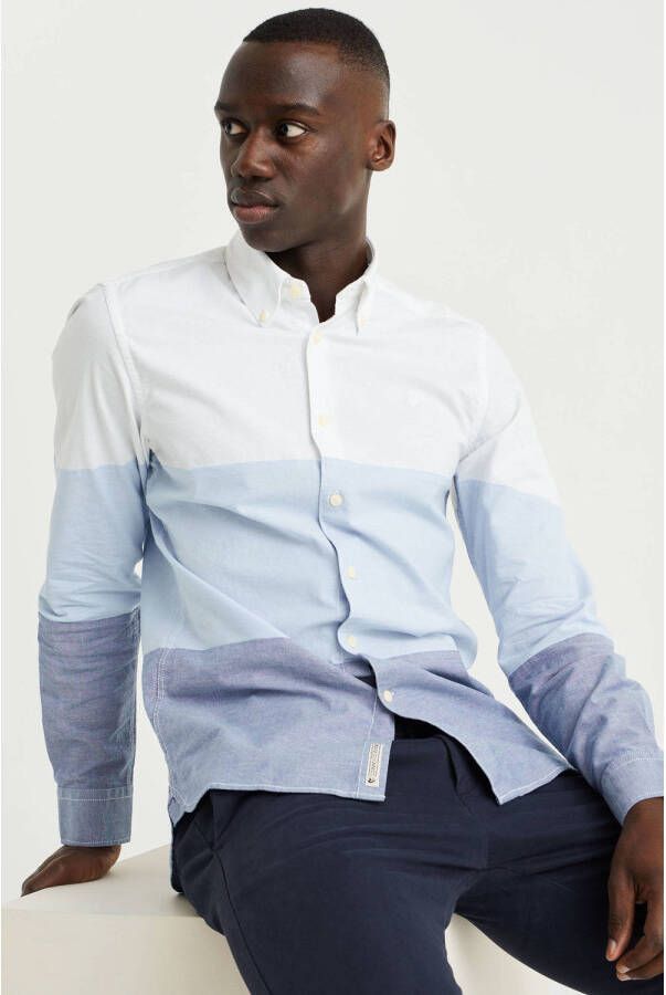 WE Fashion slim fit overhemd white uni