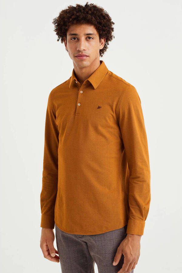 WE Fashion slim fit polo amber brown