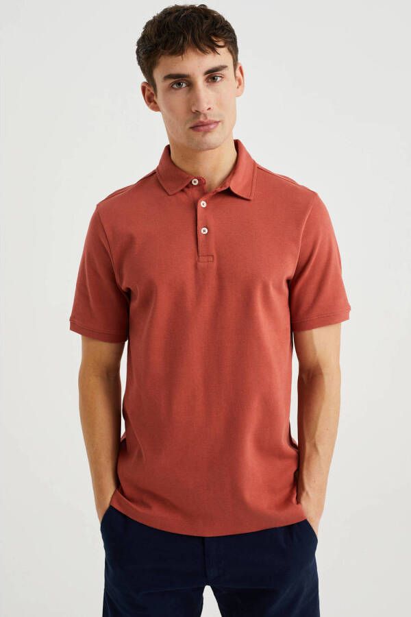 WE Fashion slim fit polo rosy brown