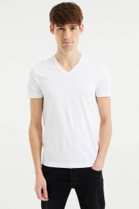 WE Fashion slim fit T-shirt (set van 2) zwart wit