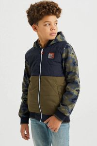 WE Fashion softshell jas van gerecycled polyester kaki donkerblauw