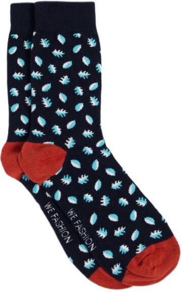 WE Fashion sokken met all-over print donkerblauw wit