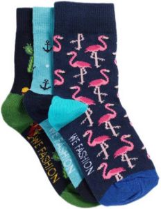 WE Fashion sokken met all-over print set van 3 multi