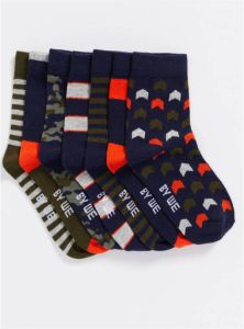 WE Fashion sokken met all-over print set van 7 multi
