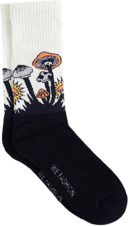 WE Fashion sokken met all over print zwart wit