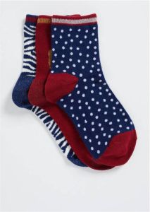 WE Fashion sokken set van 3 donkerblauw rood