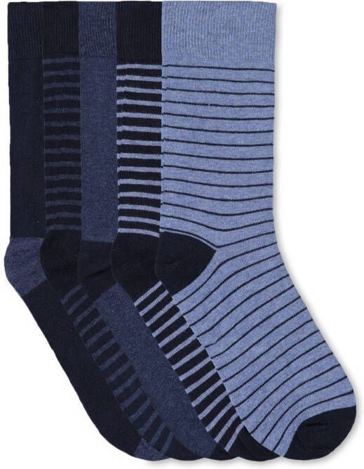 WE Fashion sokken set van 5 blauw