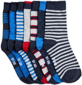 WE Fashion sokken set van 7 blauw grijs