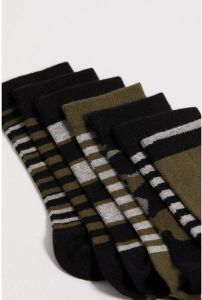 WE Fashion sokken set van 7 kaki grijs zwart