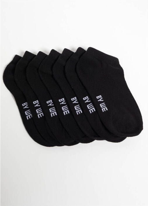 WE Fashion sokken set van 7 zwart Sneakersokken Jongens Stretchkatoen 23 26