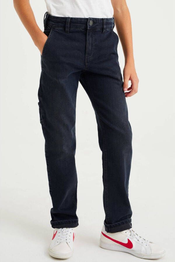 WE Fashion regular fit jeans blue black denim Blauw 110