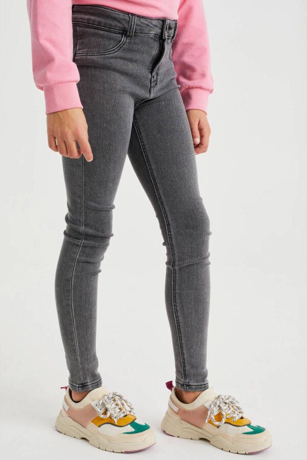 WE Fashion super skinny jeans grey denim Grijs Meisjes Stretchdenim 116