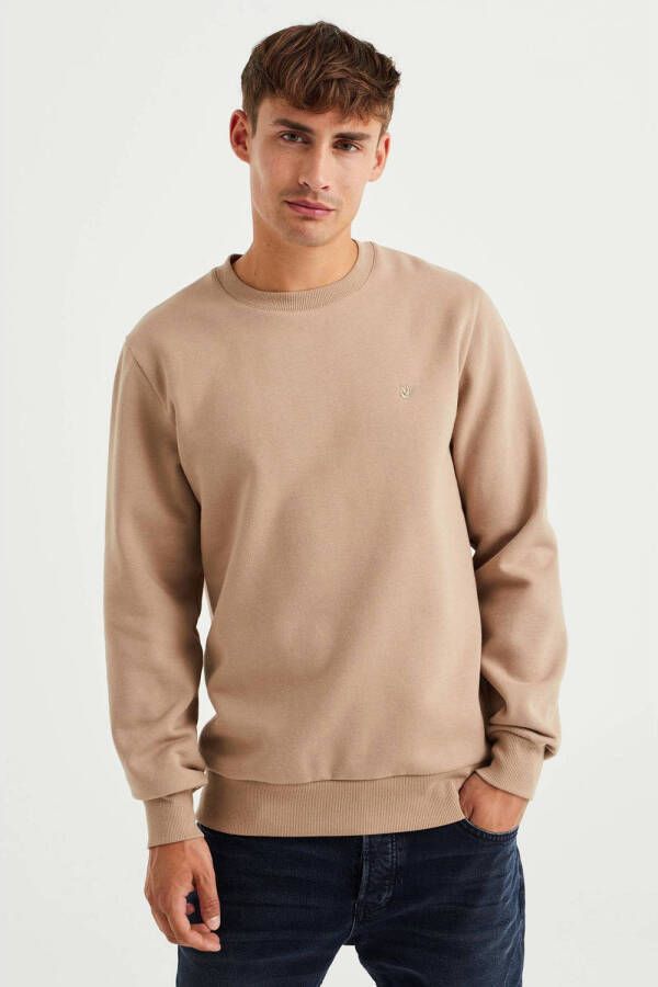 WE Fashion sweater met logo beige