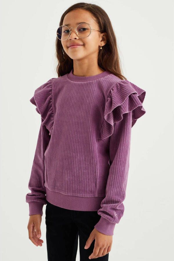 WE Fashion sweater met ruches roze 134 140