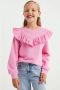 WE Fashion sweater met ruches roze 110 116 - Thumbnail 1