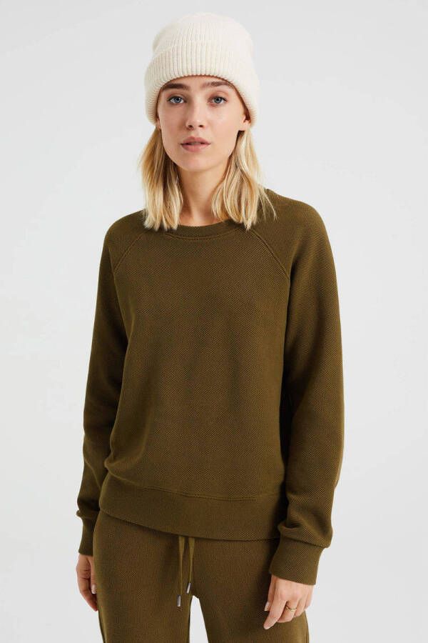 WE Fashion sweater met textuur bruin