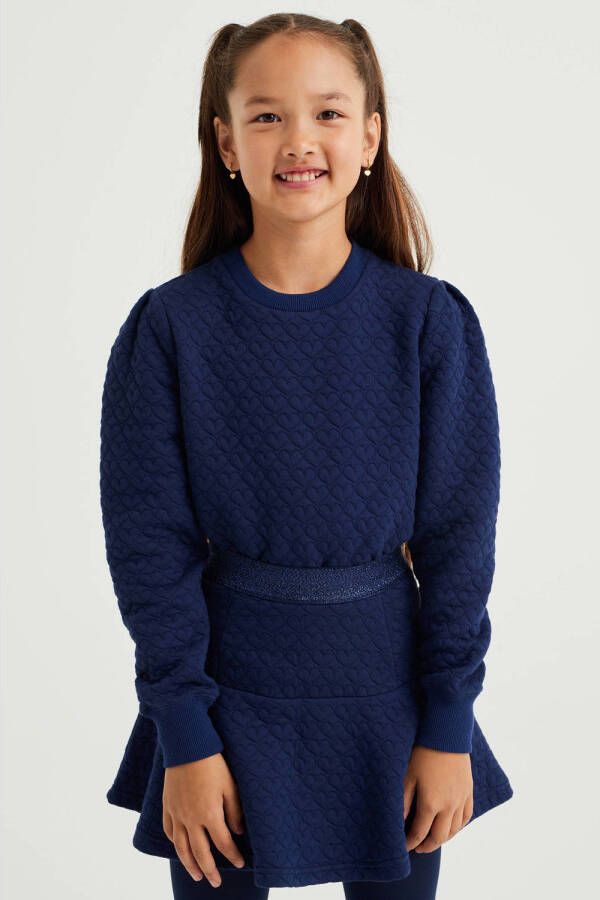 WE Fashion sweater met textuur donkerblauw 92 | Sweater van