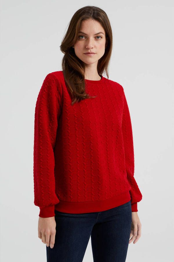 WE Fashion sweater met textuur rood