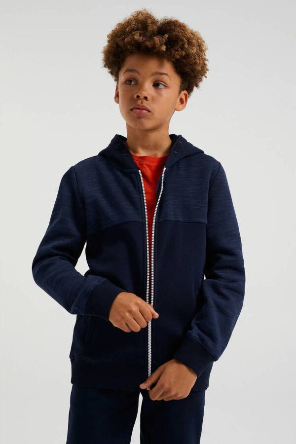 WE Fashion sweatvest donkerblauw zwart