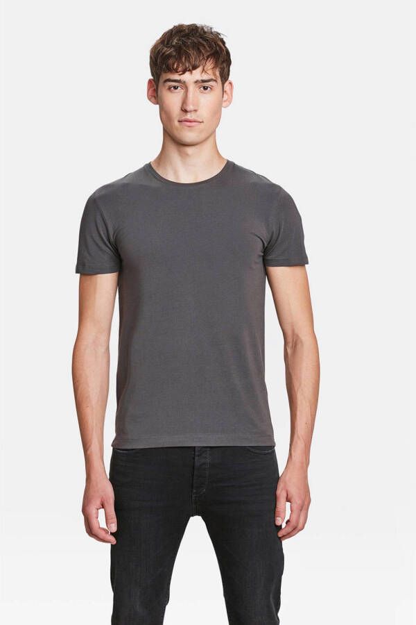 WE Fashion basic slim fit t-shirt dark grey