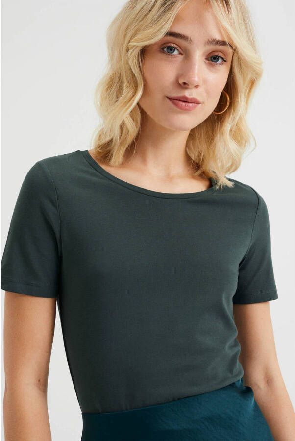 WE Fashion T-shirt donkergroen