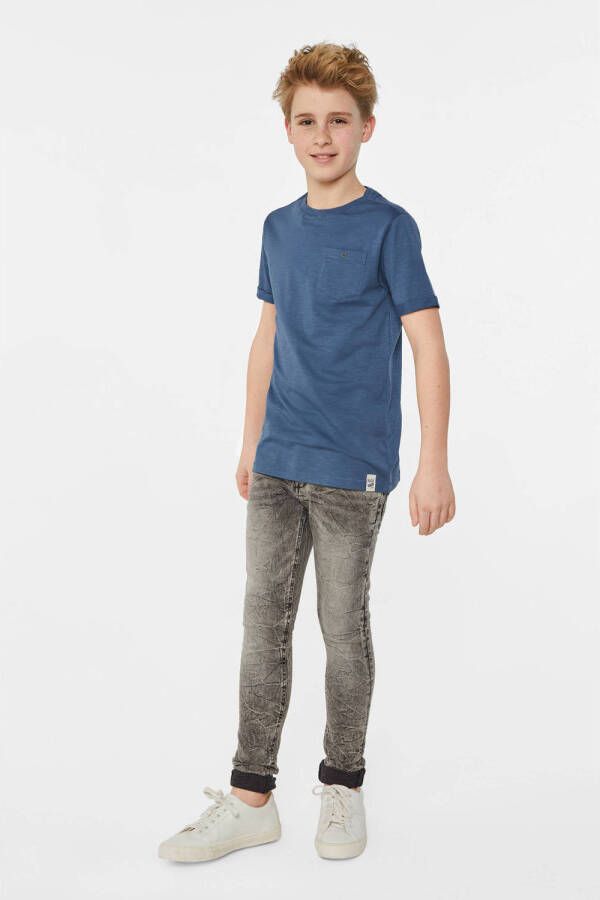 WE Fashion T-shirt grijsblauw Jongens Katoen Ronde hals Effen 122 128