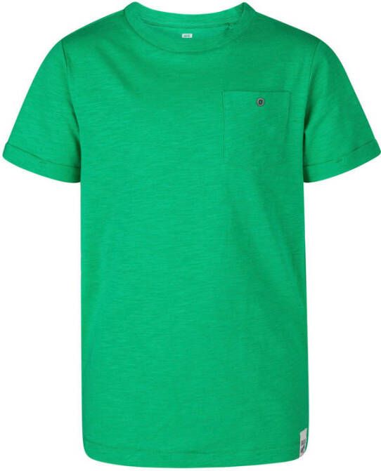 WE Fashion T-shirt groen Jongens Katoen Ronde hals Effen 134 140