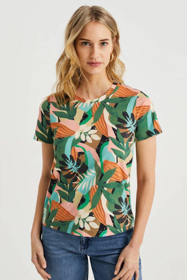 WE Fashion T-shirt met all over print groen