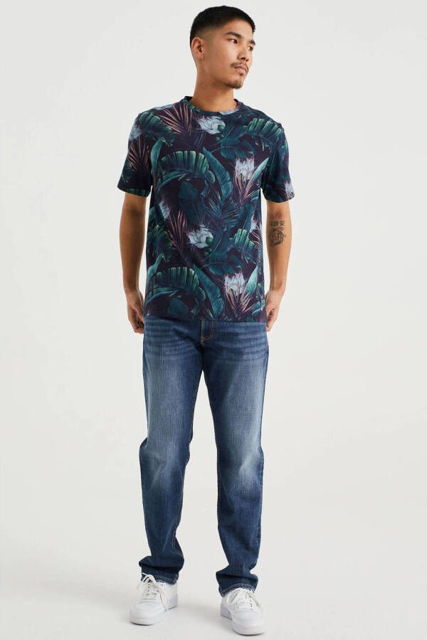 WE Fashion T-shirt met all over print heavy blue