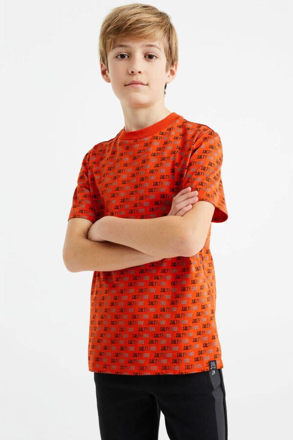WE Fashion Salty Dog T-shirt met all over print rood
