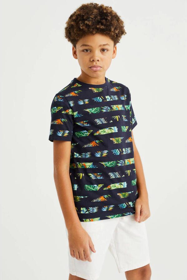 WE Fashion T-shirt met all over print zwart