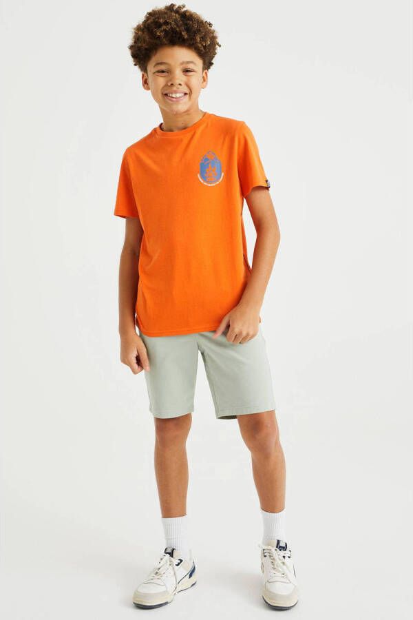 WE Fashion T-shirt met backprint oranje