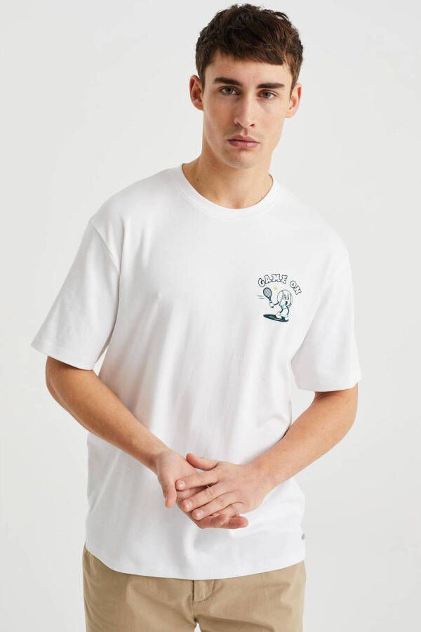 WE Fashion T-shirt met backprint white uni
