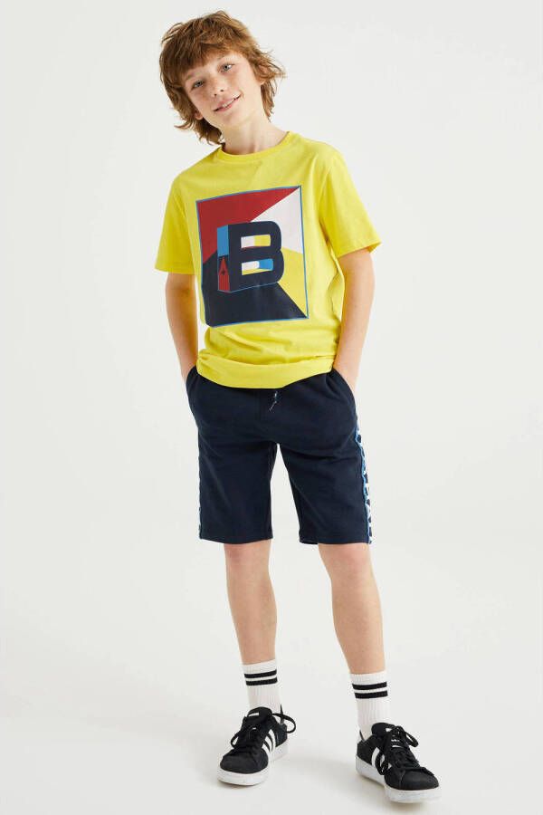 WE Fashion Bad Boys T-shirt met printopdruk geel