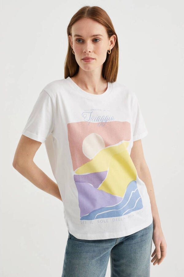 WE Fashion T-shirt met printopdruk wit