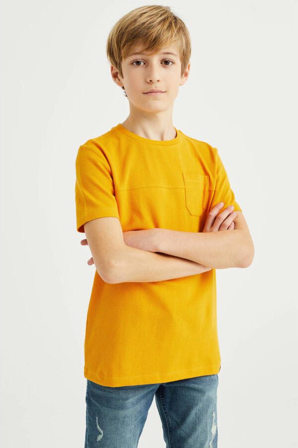 WE Fashion T-shirt met tekst oranje