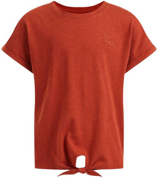 WE Fashion T-shirt oranje Meisjes Katoen Ronde hals 110 116