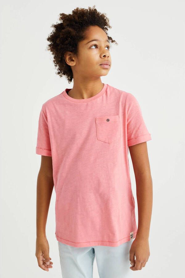 WE Fashion T-shirt roze Jongens Katoen Ronde hals 122 128