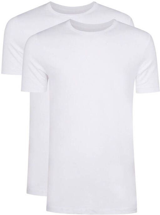 WE Fashion WE Fundamentals T-shirt tall fit (set van 2) wit - Foto 3