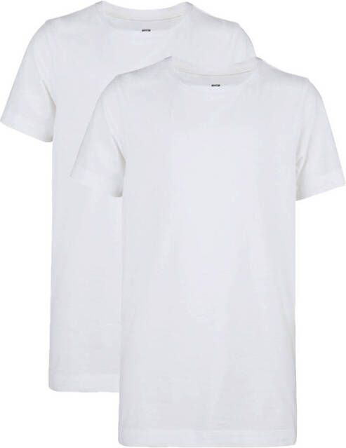 WE Fashion T-shirt set van 2 wit Jongens Katoen Ronde hals 110 116