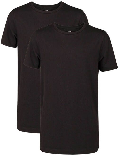 WE Fashion T-shirt set van 2 zwart Jongens Katoen Ronde hals 134 140