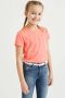 WE Fashion T-shirt van gerecycled polyester roze Effen 110 116 - Thumbnail 1