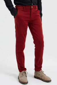 WE Fashion tapered fit broek donkerrood