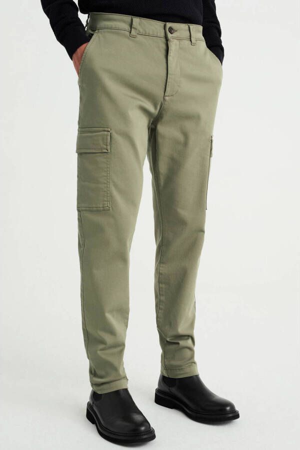 WE Fashion tapered fit cargo broek olive